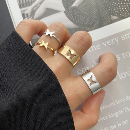 17KM Hiphop Gold Color Chain Rings Set For Women Girls Punk Geometric Simple Finger Rings 2022 Trend Jewelry Party