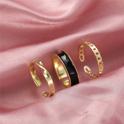17KM Hiphop Gold Color Chain Rings Set For Women Girls Punk Geometric Simple Finger Rings 2022 Trend Jewelry Party